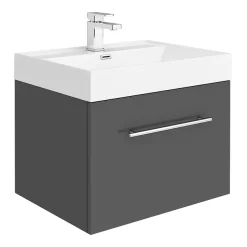 Valencia Bathroom Suite (Toilet, Grey Vanity With Chrome Handle, L-Shaped Bath + Screen) -Vanity Unit Bathroom Suites vbsggch6 d1