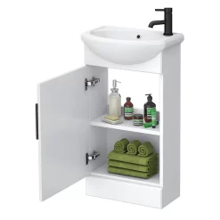 Venice Gloss White Vanity Unit Cloakroom Suite W. Matt Black Handle -Vanity Unit Bathroom Suites ven1mb d1