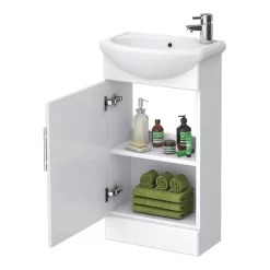 Venice Gloss White Vanity Unit Cloakroom Suite W. Chrome Handle -Vanity Unit Bathroom Suites ven2ch d1