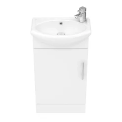 Venice Gloss White Vanity Unit Cloakroom Suite W. Chrome Handle -Vanity Unit Bathroom Suites ven2ch d2