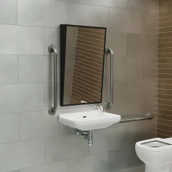 Venice Matt Black 500 X 800mm Angled Mirror -Vanity Unit Bathroom Suites ven5080mb d1