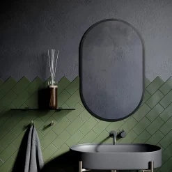 Arezzo Matt Black 500 X 800mm Capsule Mirror -Vanity Unit Bathroom Suites ven58cmb d1