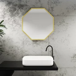 Arezzo Brushed Brass 600mm Octagon Mirror -Vanity Unit Bathroom Suites ven6ocbb d1