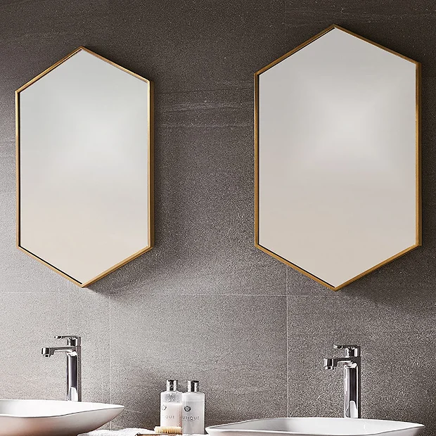 Venice Brushed Brass 500 X 750mm Hexagonal Mirror 6 Venice Brushed Brass 500 X 750mm Hexagonal Mirror - Image 4