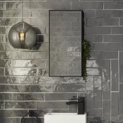 Venice Black 300 X 600mm Mirror With Open Shelves -Vanity Unit Bathroom Suites venmir3060 d3