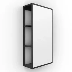 Venice Black 300 X 600mm Mirror With Open Shelves -Vanity Unit Bathroom Suites venmir3060 n