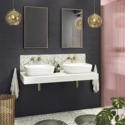 Venice Brushed Brass 400 X 700mm Rectangular Mirror -Vanity Unit Bathroom Suites venr4070bra d3