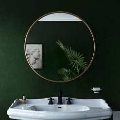 Venice Brushed Brass 600mm Round Mirror -Vanity Unit Bathroom Suites venr60bra d3 1