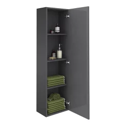 Victorian Plumbing Apollo2 400mm Gloss Grey Tall Wall Hung Unit -Vanity Unit Bathroom Suites vma460 nd1