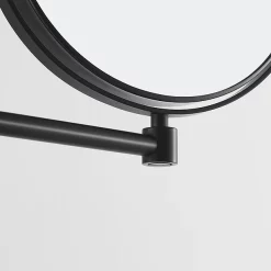 Venice Matt Black 5x Magnifying Cosmetic Mirror With Round Wall Plate -Vanity Unit Bathroom Suites vncmrnmb d2