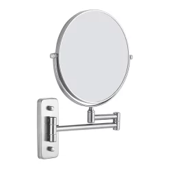 Venice Brushed Nickel 5x Magnifying Cosmetic Mirror With Square Wall Plate -Vanity Unit Bathroom Suites vncmsqbn l