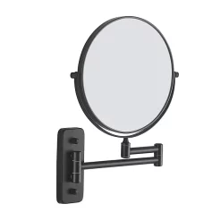 Venice Matt Black 5x Magnifying Cosmetic Mirror With Square Wall Plate -Vanity Unit Bathroom Suites vncmsqmb l