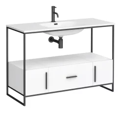 Venice 1200 Black Frame Basin Washstand With Toilet -Vanity Unit Bathroom Suites vws12bsd1