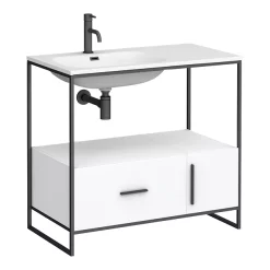 Venice 900 Black Frame Basin Washstand With Toilet -Vanity Unit Bathroom Suites vws9bsd1