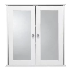 Croydex Ashby White Wooden Double Door Mirror Cabinet With FlexiFix -Vanity Unit Bathroom Suites wc280022 d2