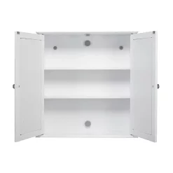 Croydex Ashby White Wooden Double Door Mirror Cabinet With FlexiFix