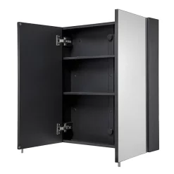 Croydex Dawley Matt Black 600mm Double Door Mirror Cabinet