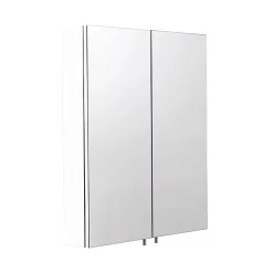 Croydex Dawley White Steel Double Door Mirror Cabinet With FlexiFix