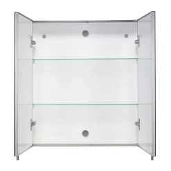 Croydex Finchley Stainless Steel Double Door Mirror Cabinet With FlexiFix -Vanity Unit Bathroom Suites wc940205 d1