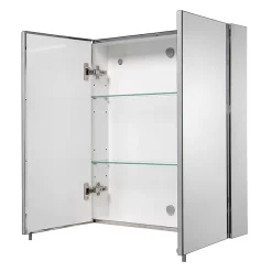 Croydex Finchley Stainless Steel Double Door Mirror Cabinet With FlexiFix -Vanity Unit Bathroom Suites wc940205 d3