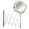 Wenko - Brolo LED Telescopic Wall Mirror - 3x Magnification - Chrome -Vanity Unit Bathroom Suites wenkobrololedtelescopicwallmountedcosmeticshavingmirrorchrome3656380100l